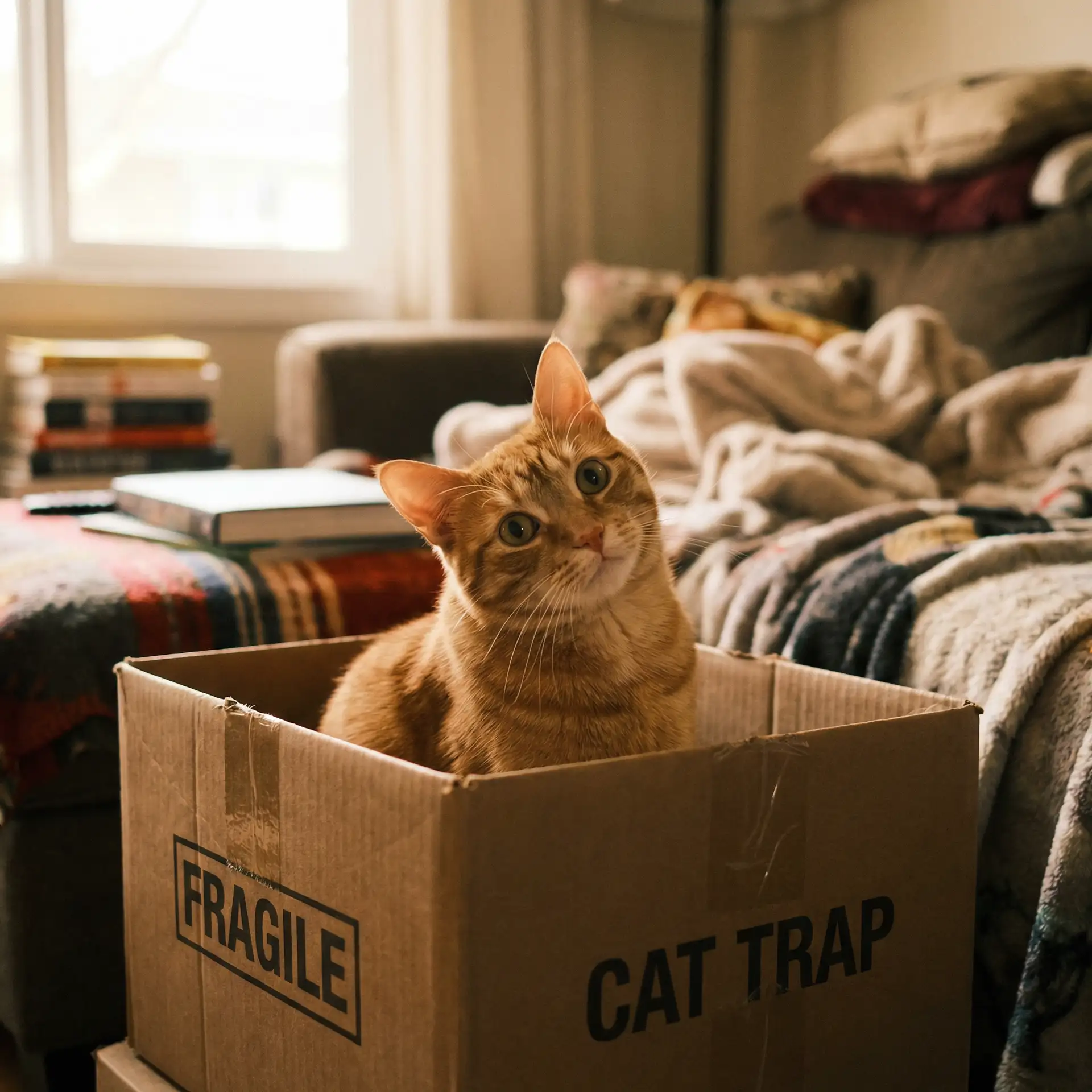 橘猫躲在纸箱里 - 奥术符文